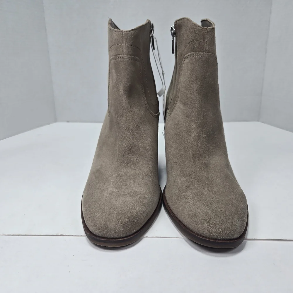 Lucky Brand Wadier Taupe Suede Wedge Ankle Cowboy Boots Booties Women's Size 9